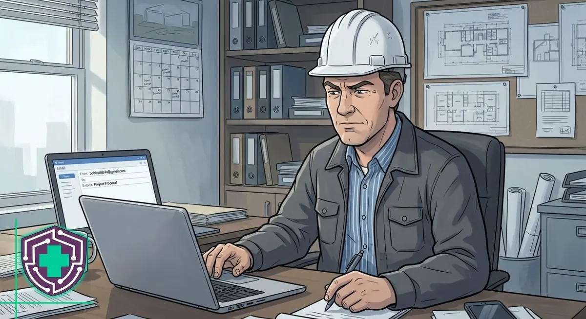 General contractor reviewing a proposal from a personal email address