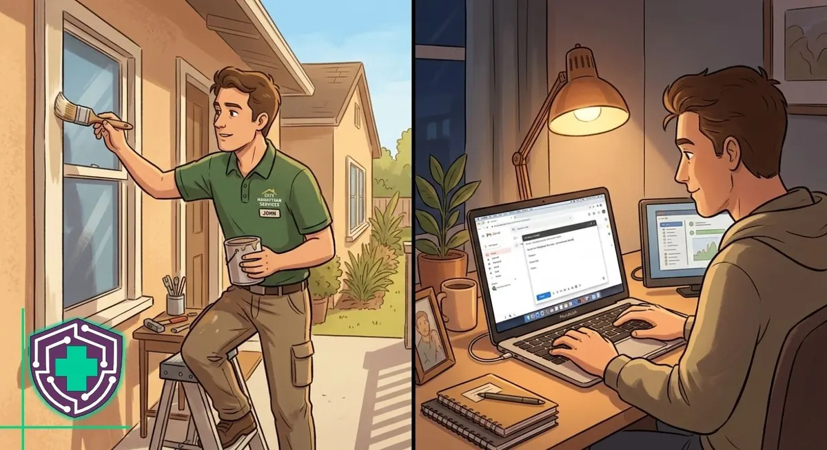 Worker doing side jobs on personal laptop outside of work hours