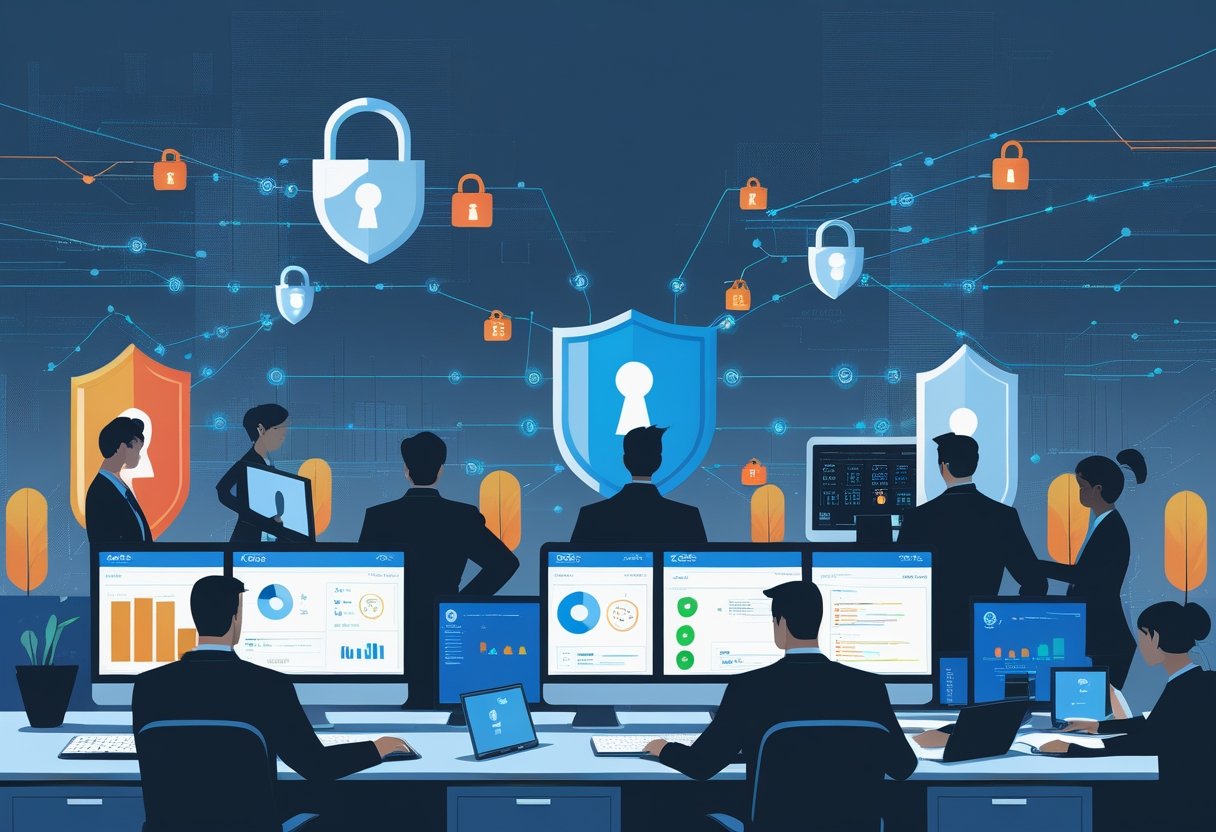 IT security professionals managing cybersecurity defenses