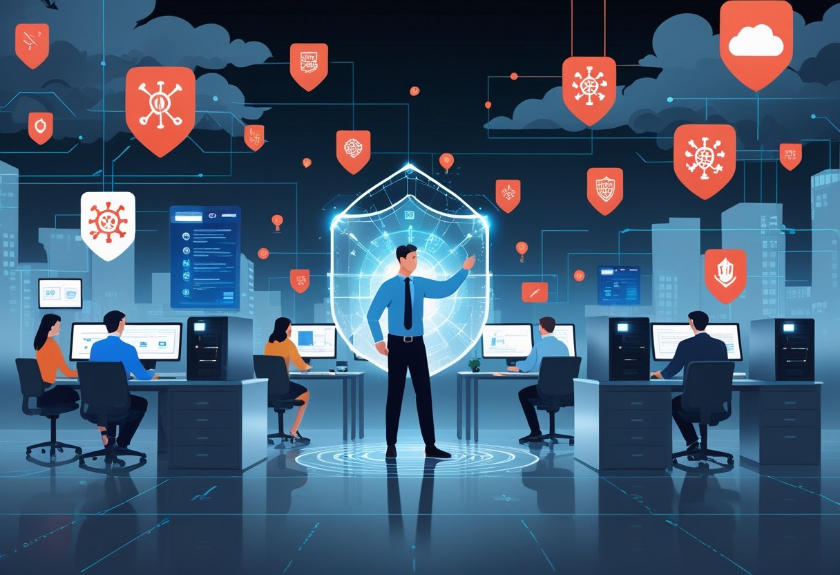 Managed security team protecting business networks from cyber threats