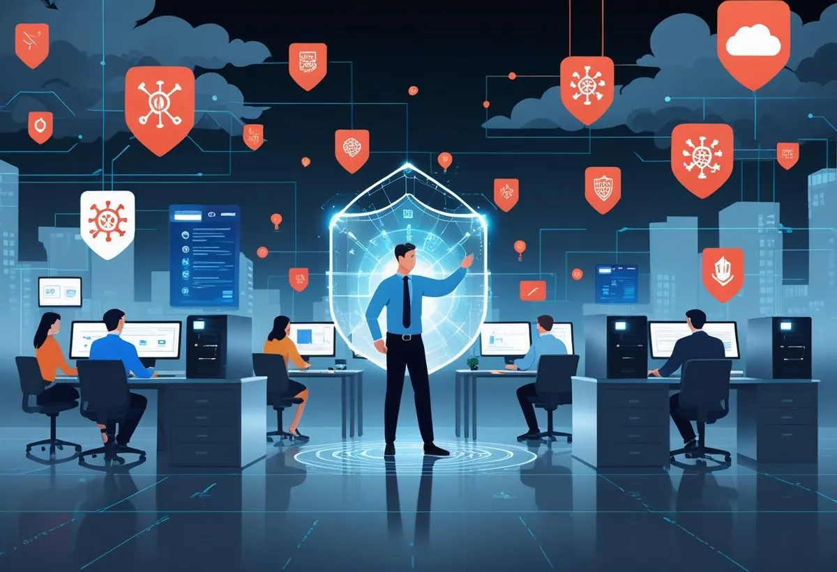 Managed security team protecting business networks from cyber threats