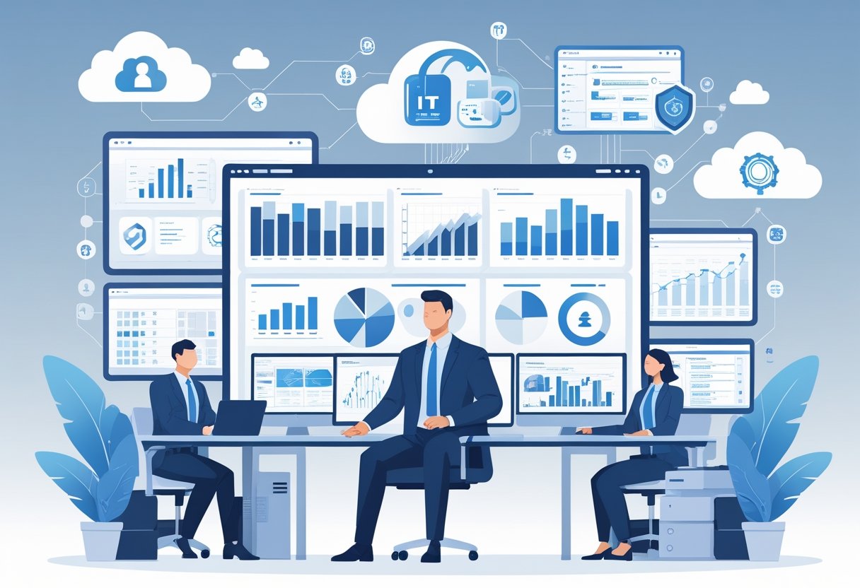 Team reviewing IT management and cloud infrastructure options