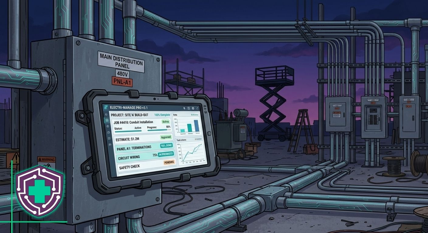 Electrical contractor job site with connected field technology