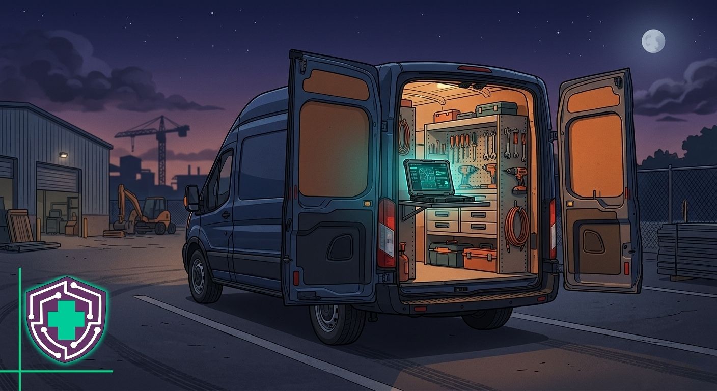 Plumbing and HVAC service van with connected dispatch technology